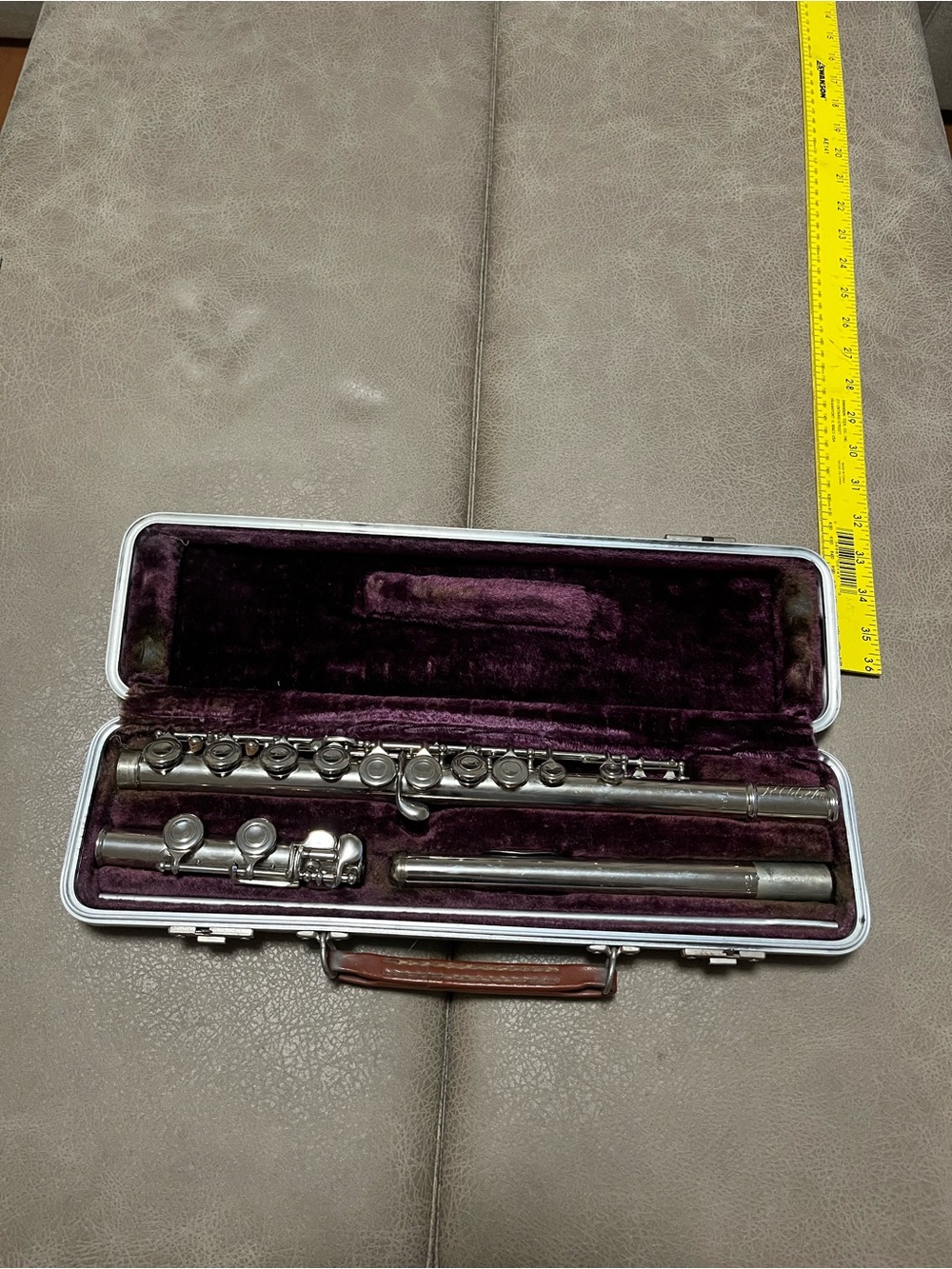 Vintage Silver Flute in Velvet-Lined Case in good condition see below